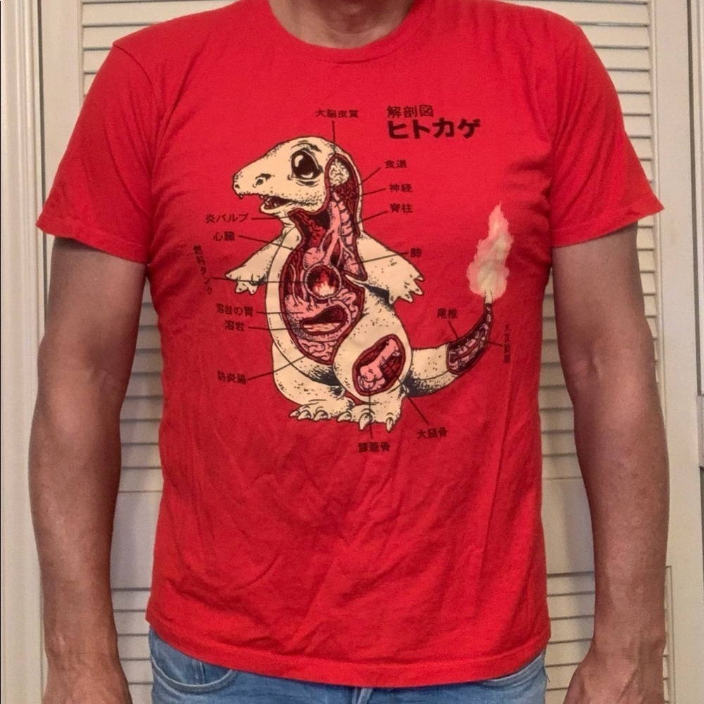 POKEMON CHARMANDER ANATOMY JAPANESE ANIME SHIRT LARGE